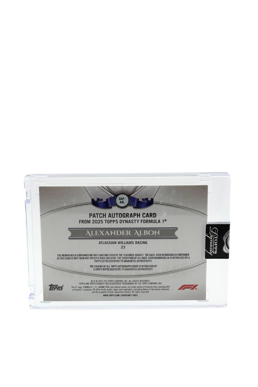 2025 Topps Dynasty Alex Albon Patch Auto #1/1