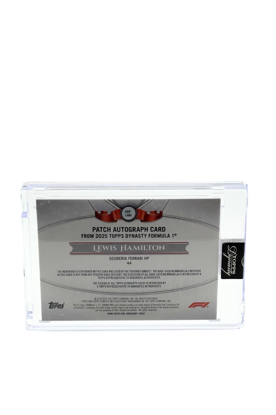 2025 Topps Dynasty Lewis Hamilton Patch Auto #5/5