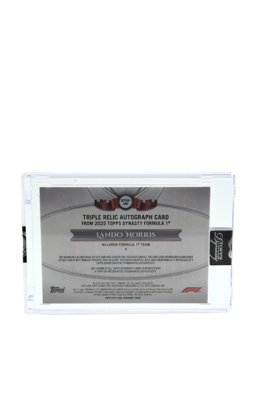 2025 Topps Dynasty Lando Norris Triple Patch Auto #1/2