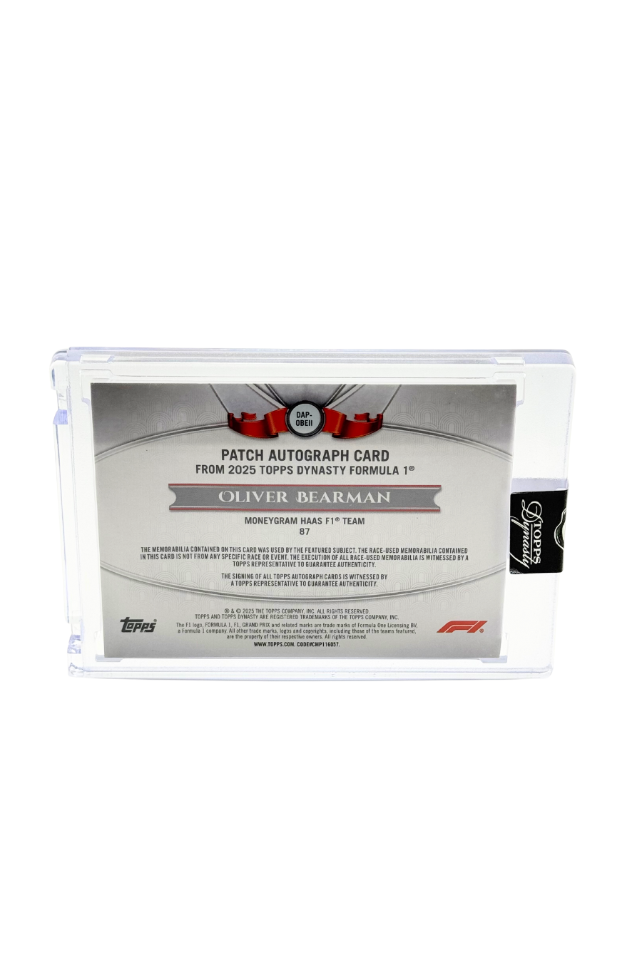 2025 Topps Dynasty Oliver Bearman Patch Auto #3/5