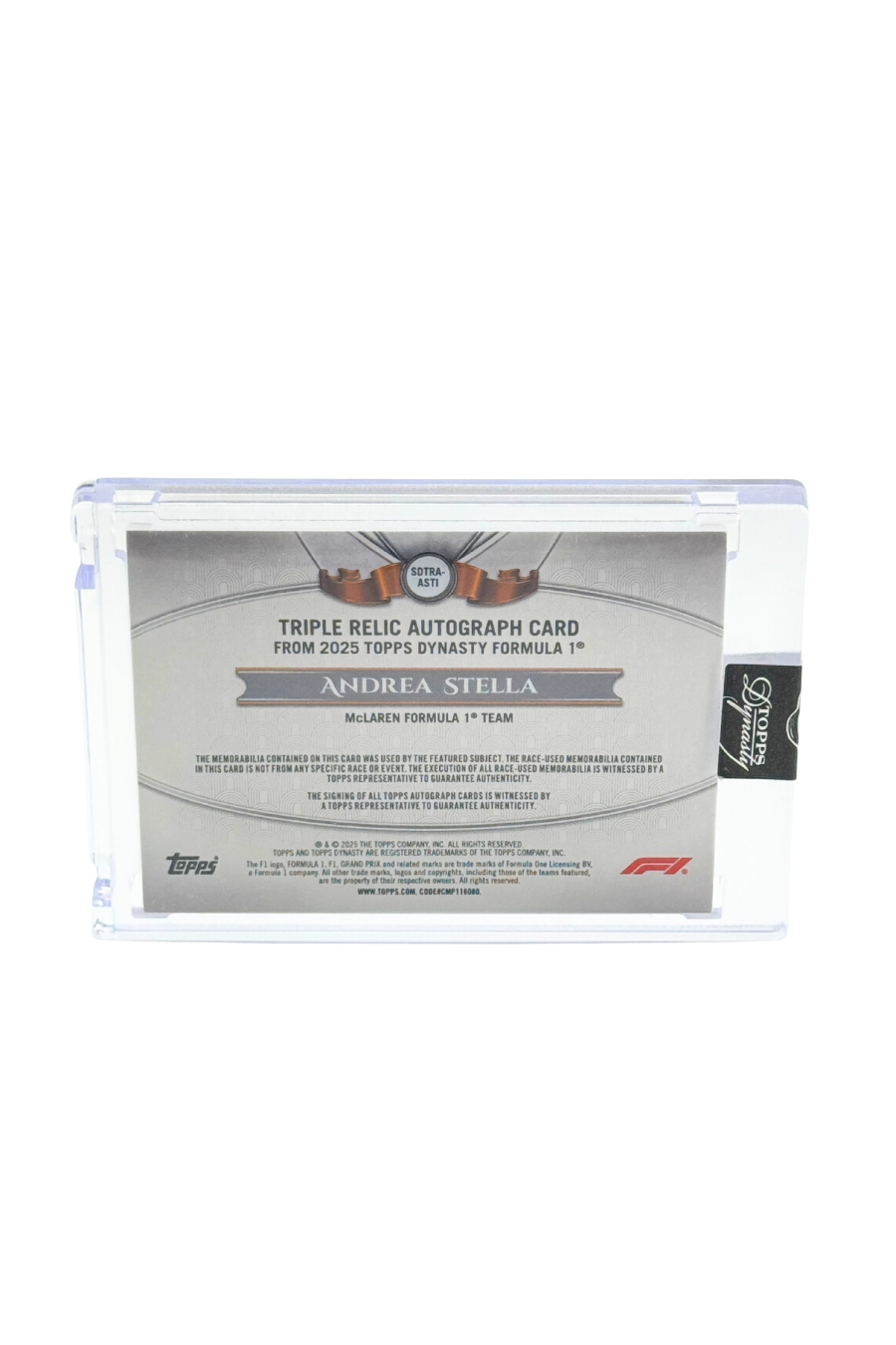 2025 Topps Dynasty Andrea Stella Triple Patch Auto #5/5