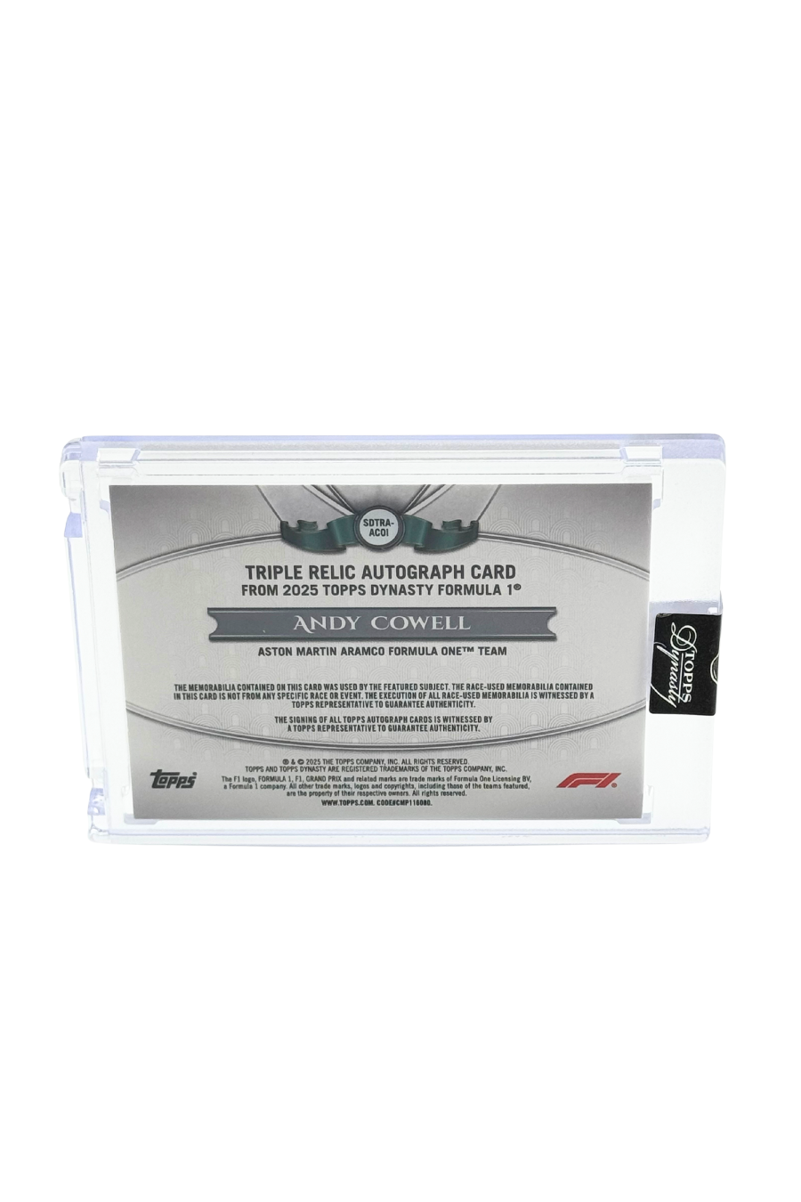 2025 Topps Dynasty Andy Cowell Triple Patch Auto #2/5