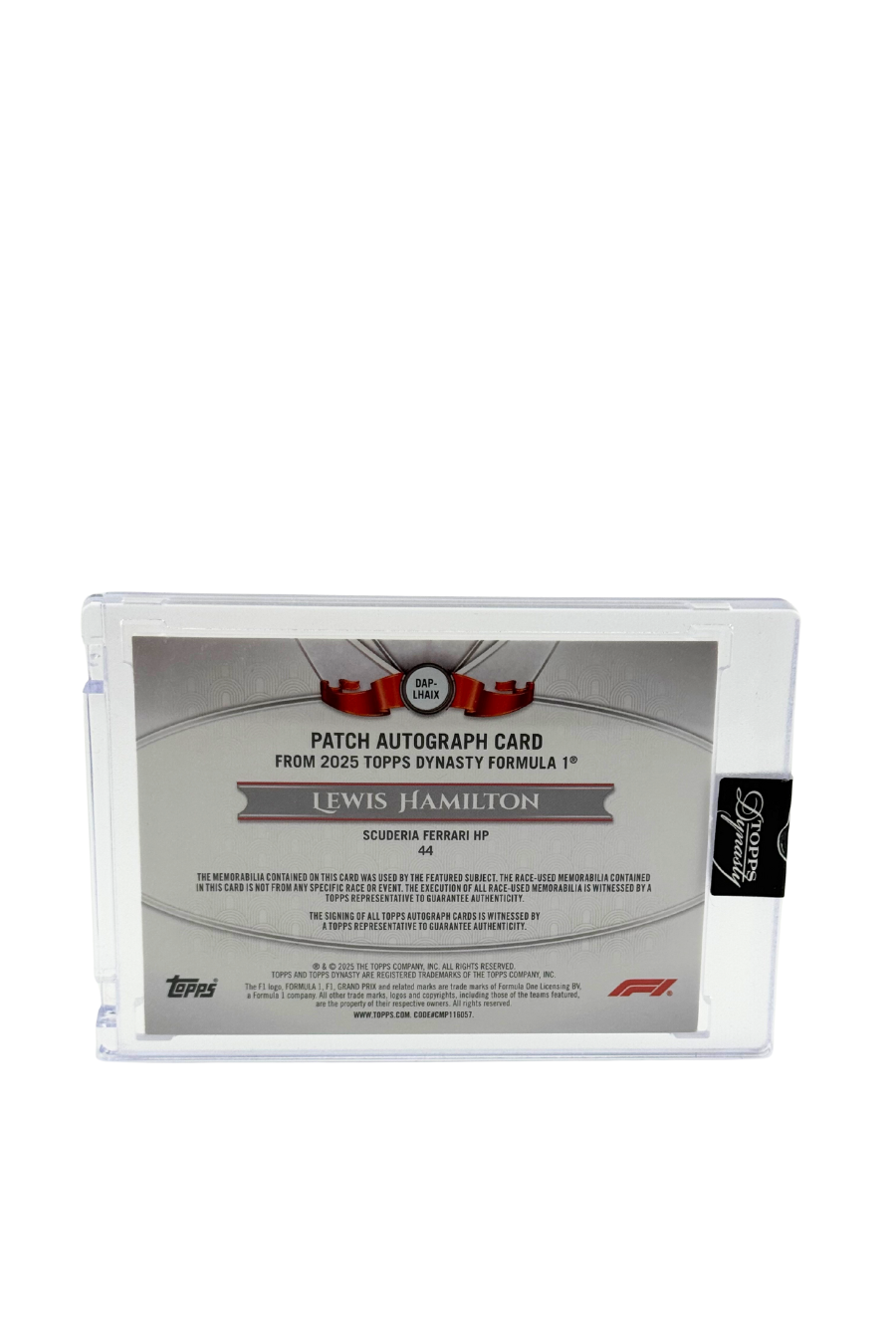 2025 Topps Dynasty Lewis Hamilton Patch Auto #4/10