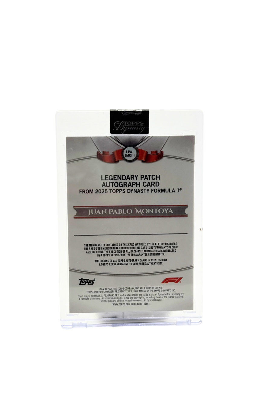 2025 Topps Dynasty Juan Pablo Montoya Patch Auto #10/10