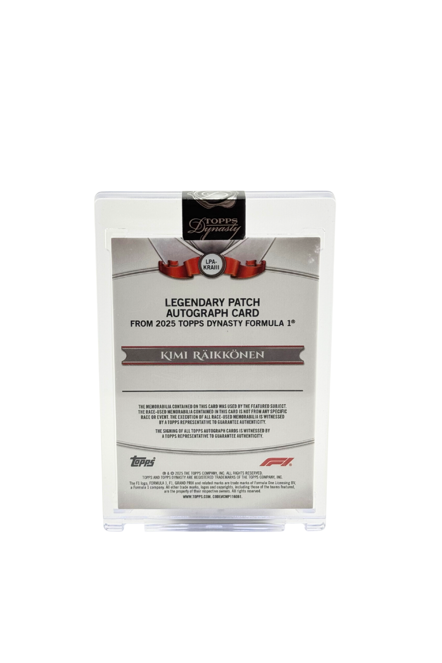 2025 Topps Dynasty Kimi Raikkonen Patch Auto #1/2