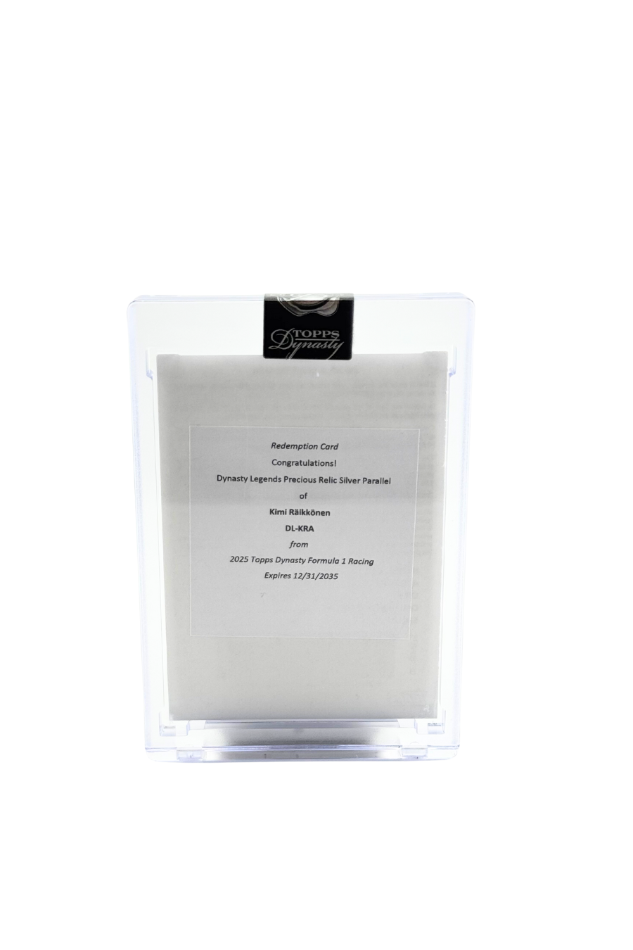 2025 Topps Dynasty Legends Precious Relic Silver Parallel of Kimi Raikkonen Redemption