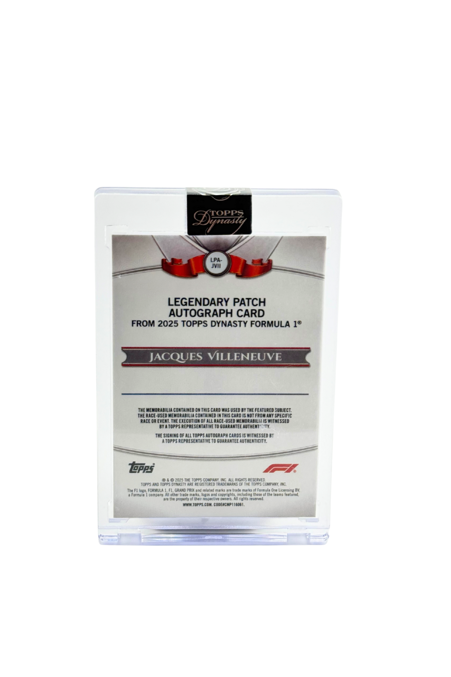 2025 Topps Dynasty Jacques Villeneuve Double Patch Auto #9/10