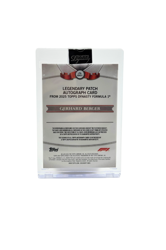 2025 Topps Dynasty Gerhard Berger Double Patch Auto #2/10