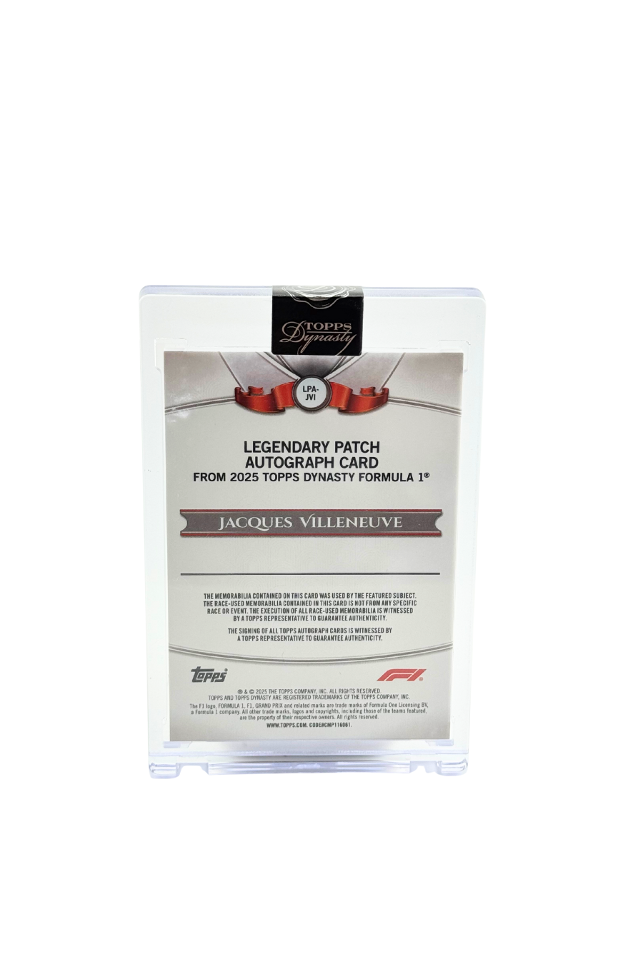 2025 Topps Dynasty Jacques Villeneuve Double Patch Auto #4/10