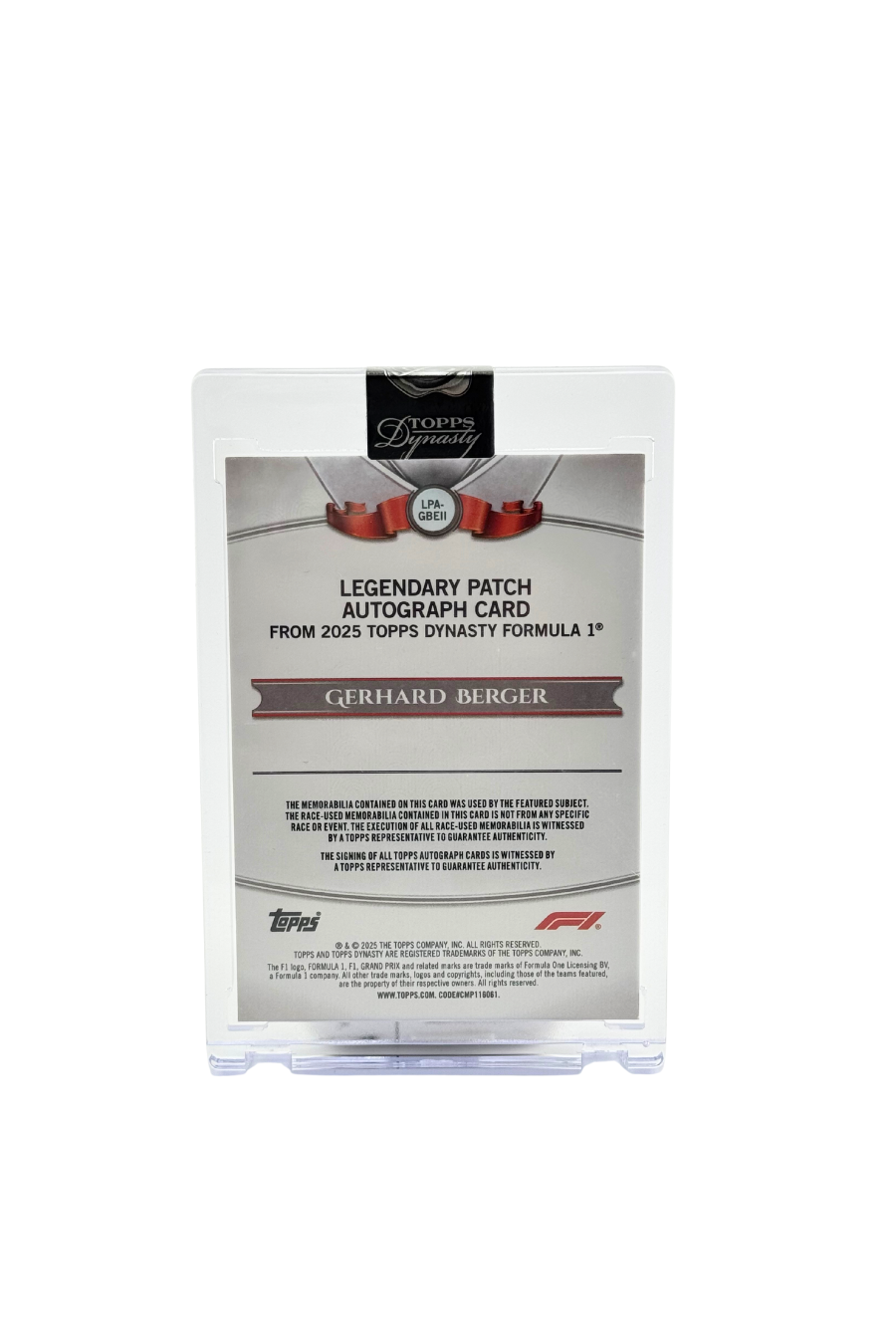 2025 Topps Dynasty Gerhard Berger Double Patch Auto #2/2