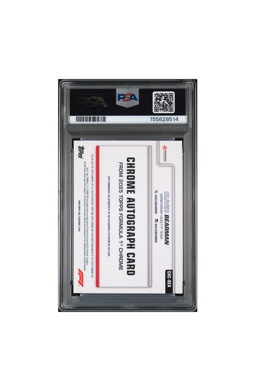 2025 Topps Chrome F1 Sapphire Oliver Bearman Orange Auto #15/25 PSA 10