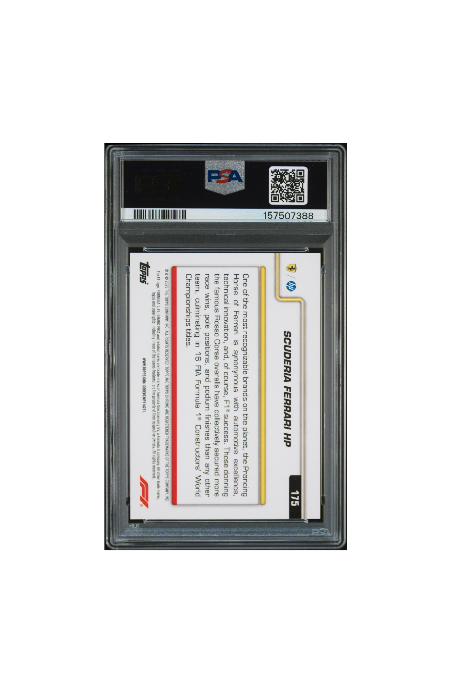 2025 Topps Chrome F1 Sapphire Scuderia Ferrari #1/10 PSA 10