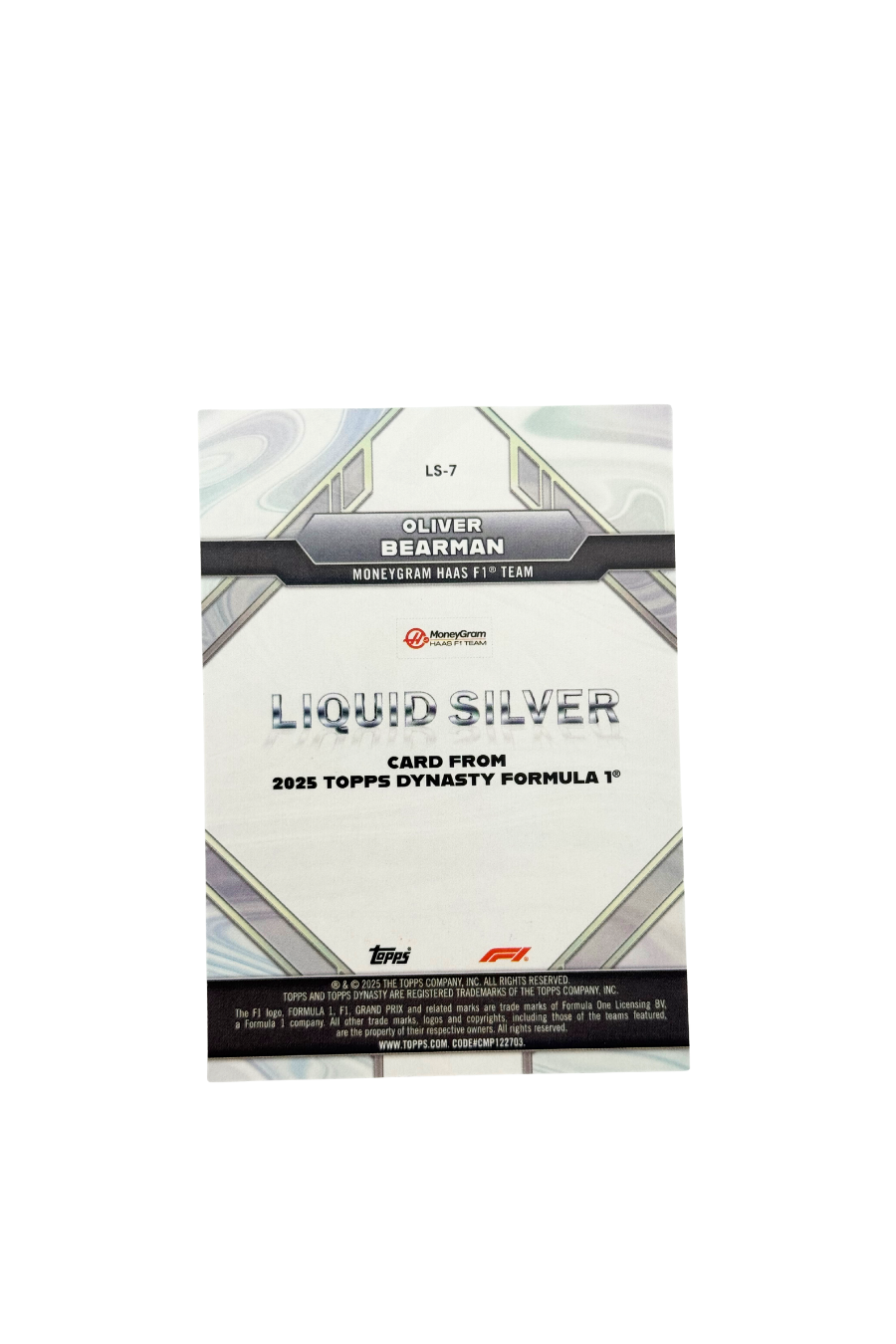 2025 Topps Dynasty Oliver Bearman Liquid Silver