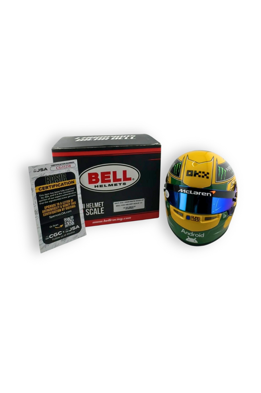 Oscar Piastri 2023 Australian GP tribute helmet with Bell Racing box and JSA authentication certificate.