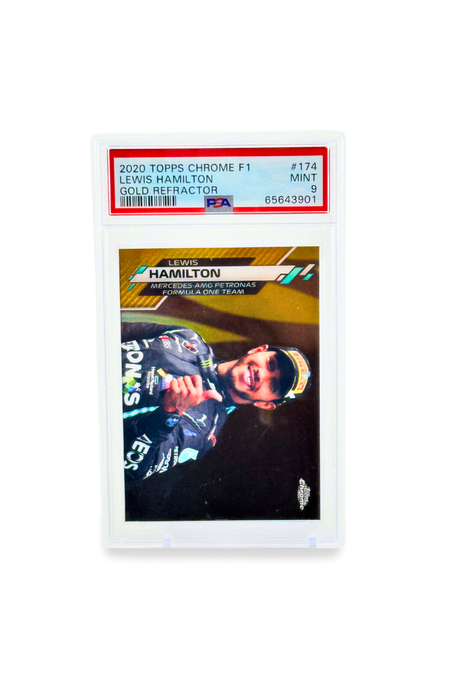 Topps Chrome F1 Lewis Hamilton Gold Refractor #174 PSA 9 Front