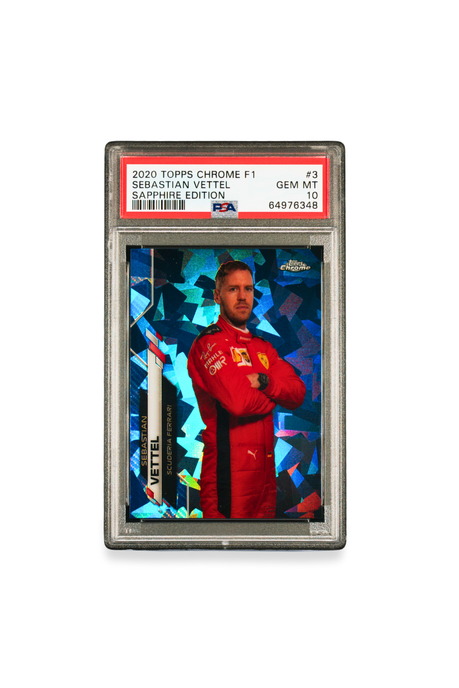 Sebastian Vettel 2020 Topps Chrome F1 Sapphire Edition PSA 10 Frony