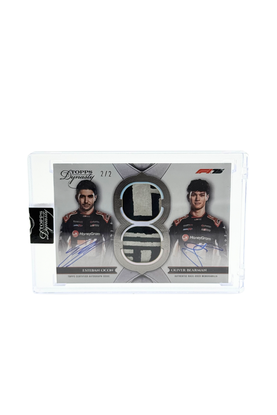 2025 Topps Dynasty Esteban Ocon & Oliver Bearman Dual Patch Auto #2/2