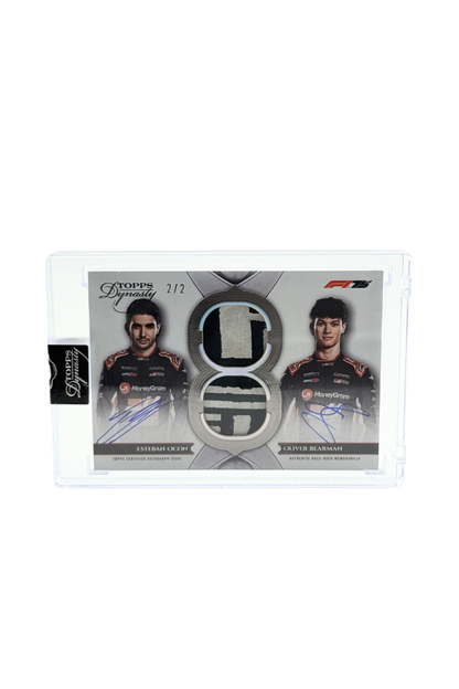 2025 Topps Dynasty Esteban Ocon & Oliver Bearman Dual Patch Auto #2/2