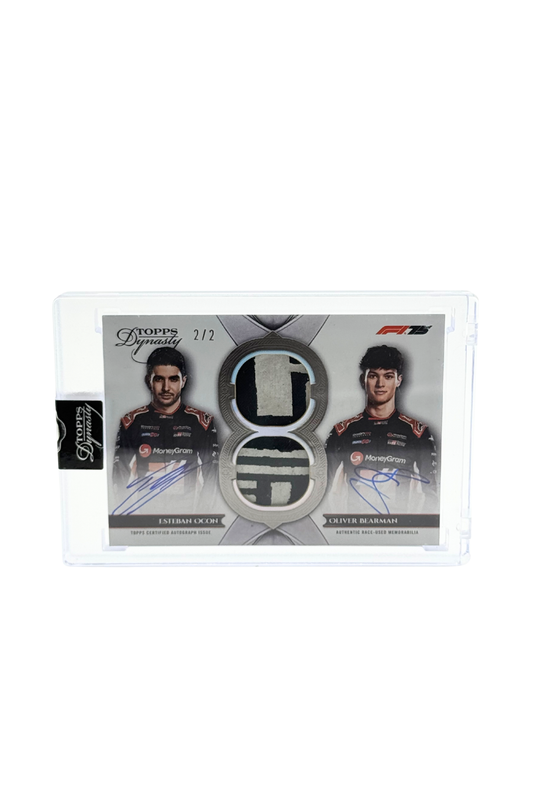2025 Topps Dynasty Esteban Ocon & Oliver Bearman Dual Patch Auto #2/2