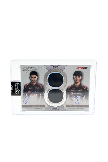 2025 Topps Dynasty Esteban Ocon & Oliver Bearman Dual Patch Auto #9/10