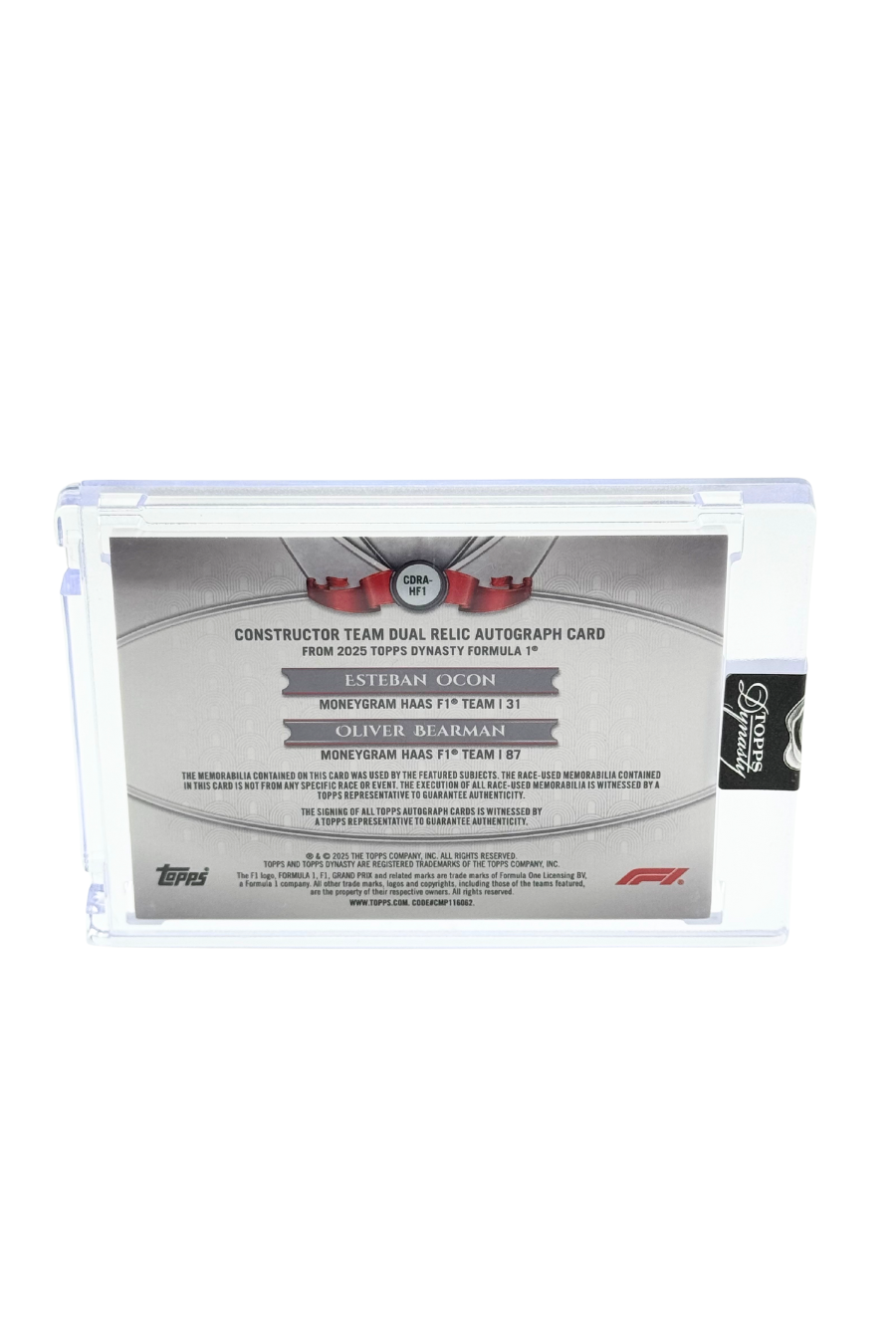 2025 Topps Dynasty Esteban Ocon & Oliver Bearman Dual Patch Auto #9/10