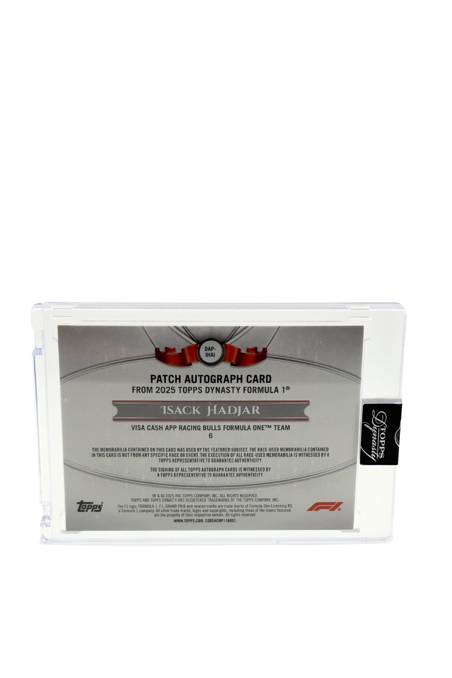 2025 Topps Dynasty Isack Hadjar Rookie Patch Auto #7/10