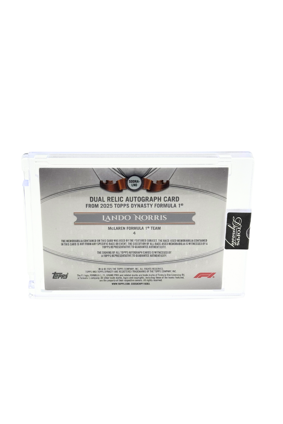 2025 Topps Dynasty Lando Norris Double Patch Auto #10/10