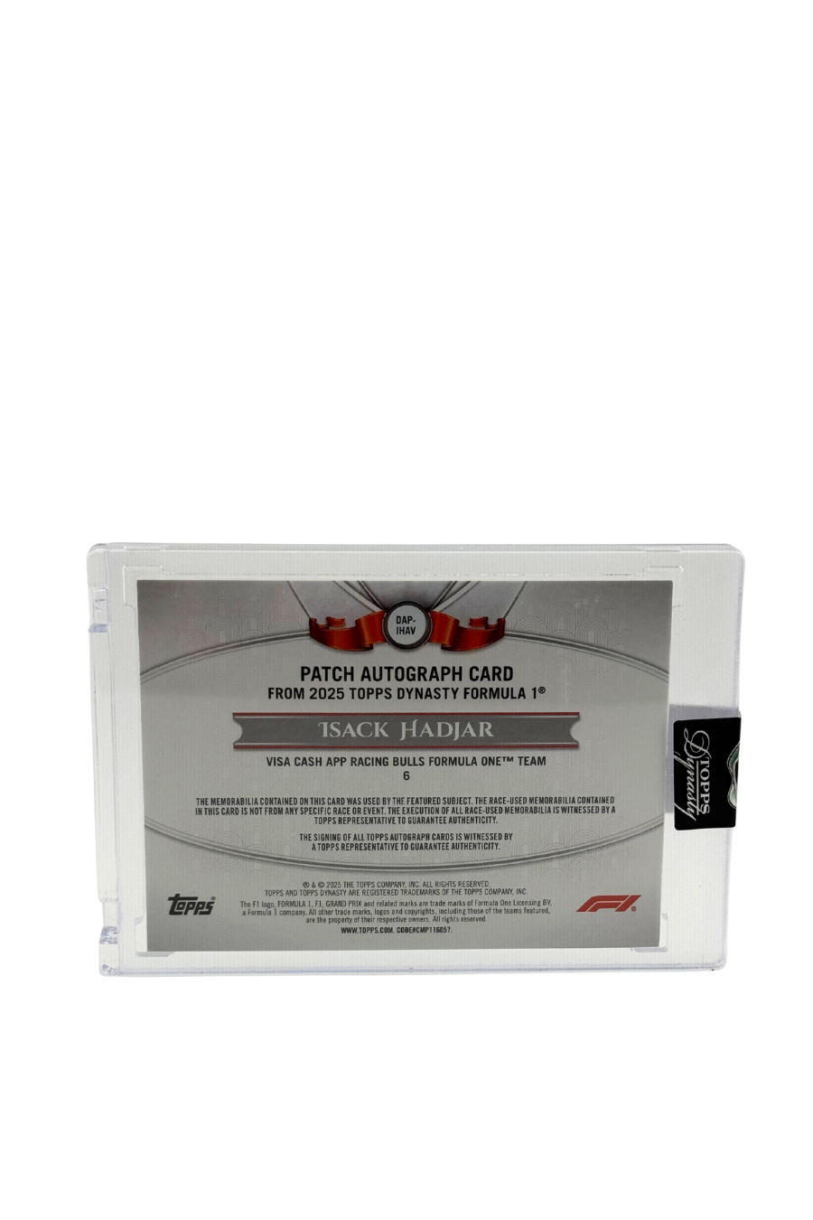 2025 Topps Dynasty Isack Hadjar Rookie Patch Auto #5/10