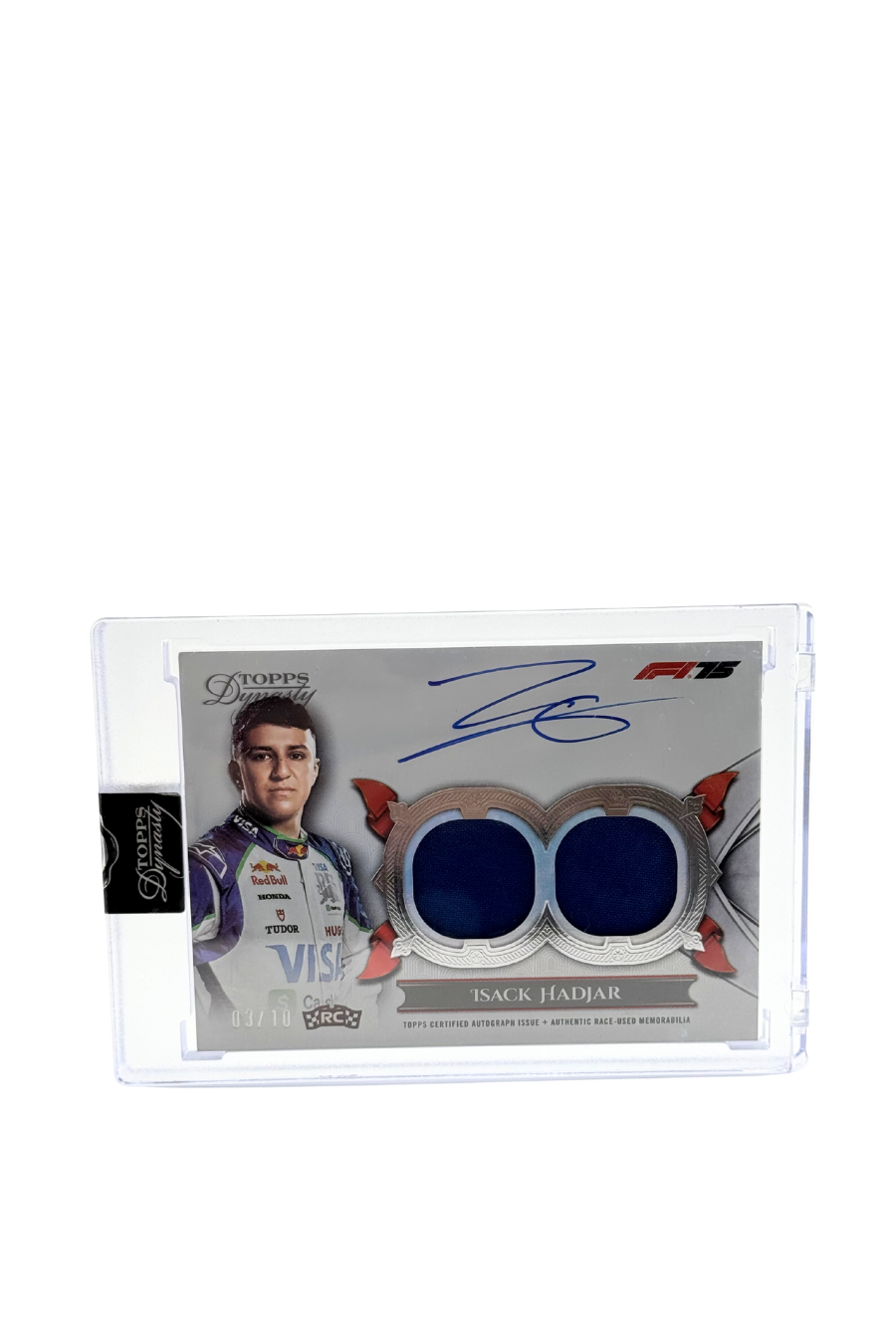 2025 Topps Dynasty Isack Hadjar Rookie Double Patch Auto #3/10