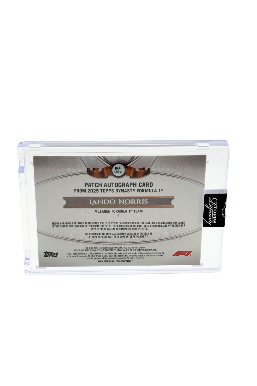 2025 Topps Dynasty Lando Norris Patch Auto #2/2