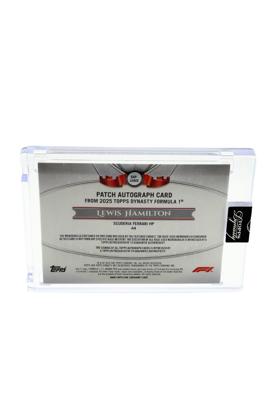 2025 Topps Dynasty Lewis Hamilton Patch Auto #4/5