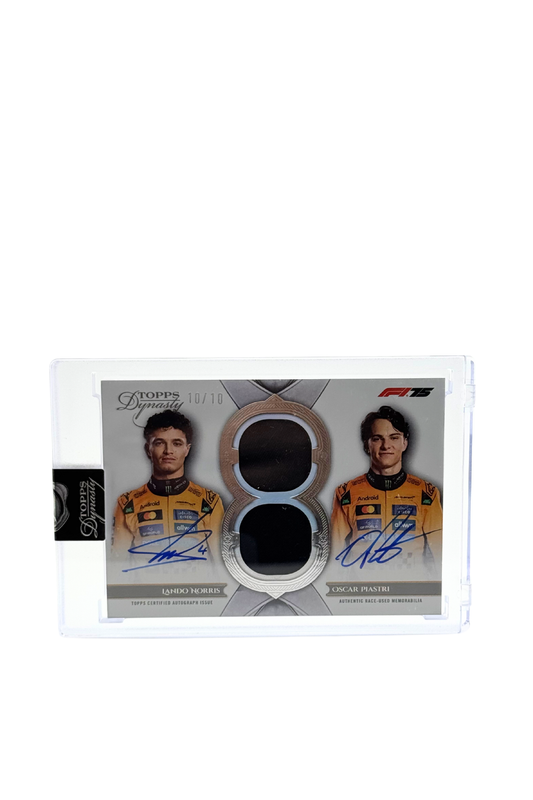 2025 Topps Dynasty Lando Norris & Oscar Piastri Dual Patch Auto #10/10