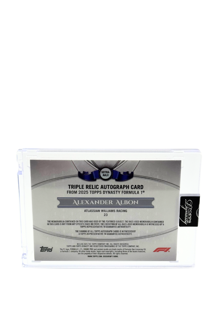 2025 Topps Dynasty Alex Albon Triple Patch Auto #4/5