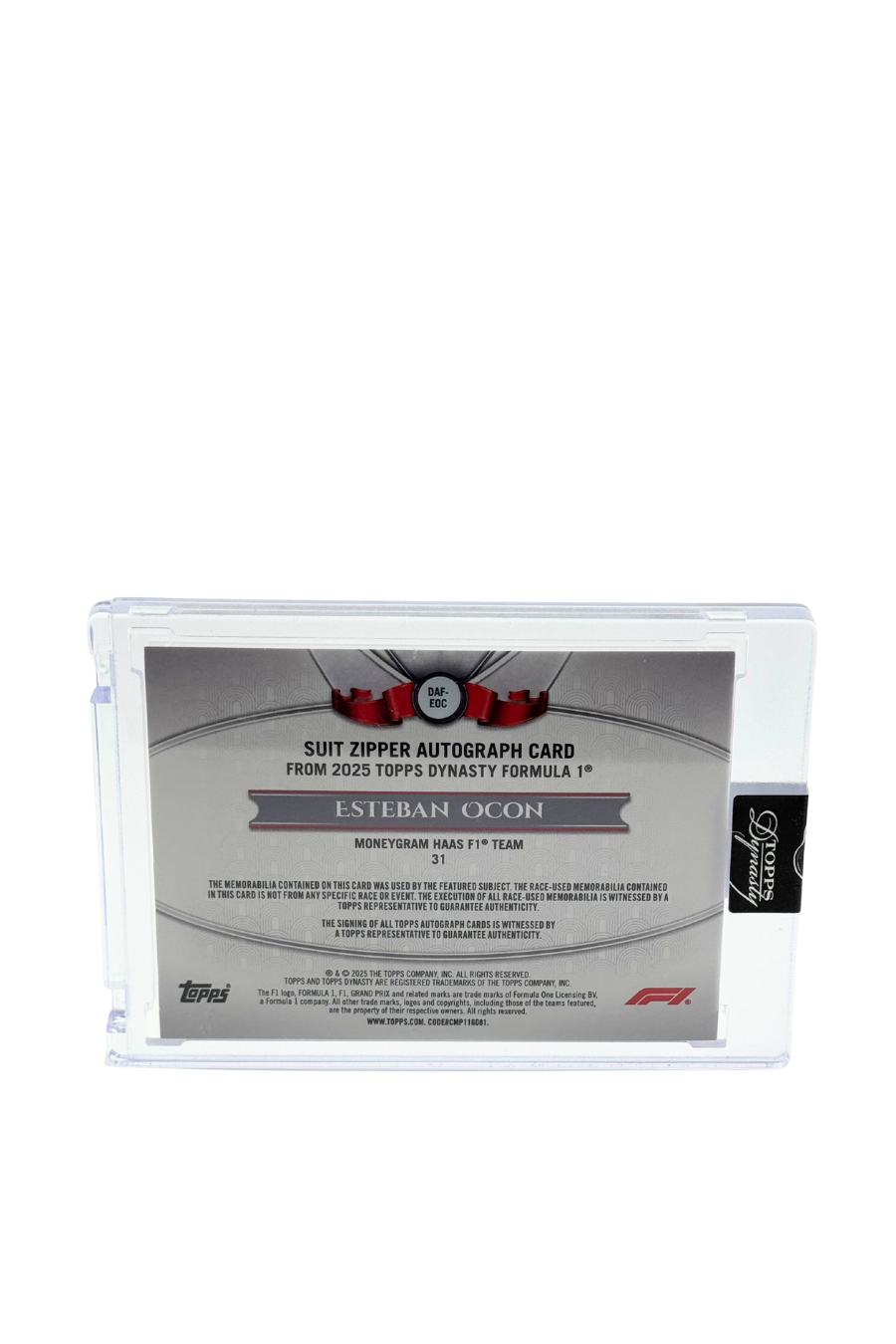 2025 Topps Dynasty Esteban Ocon Zipper Patch Auto #4/5