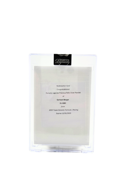 2025 Topps Dynasty Legends Precious Relic Silver Parallel of Gerhard Berger Redemption