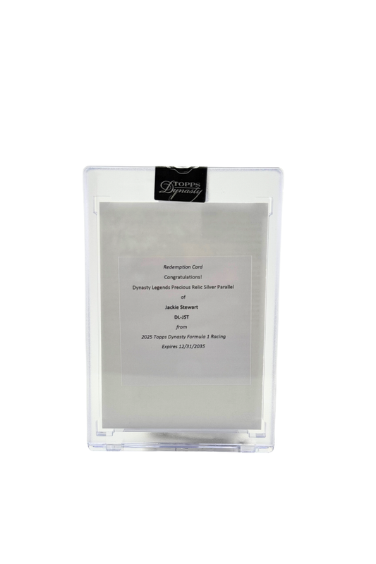 2025 Topps Dynasty Legends Precious Relic Silver Parallel of Jackie Stewart Redemption