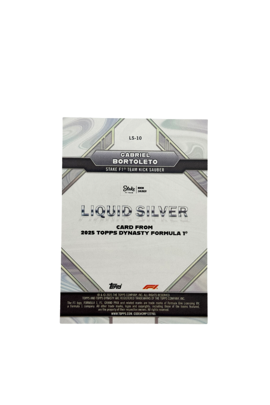 2025 Topps Dynasty Liquid Silver Gabriel Bortoleto Rookie Card