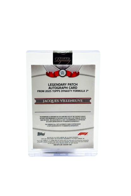 2025 Topps Dynasty Jacques Villeneuve Double Patch Auto #2/2