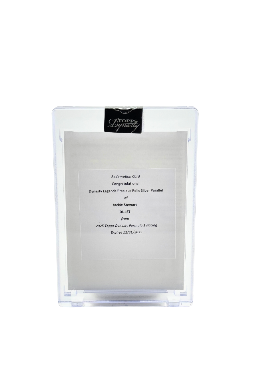 2025 Topps Dynasty Jackie Stewart Precious Relic Auto Redemption