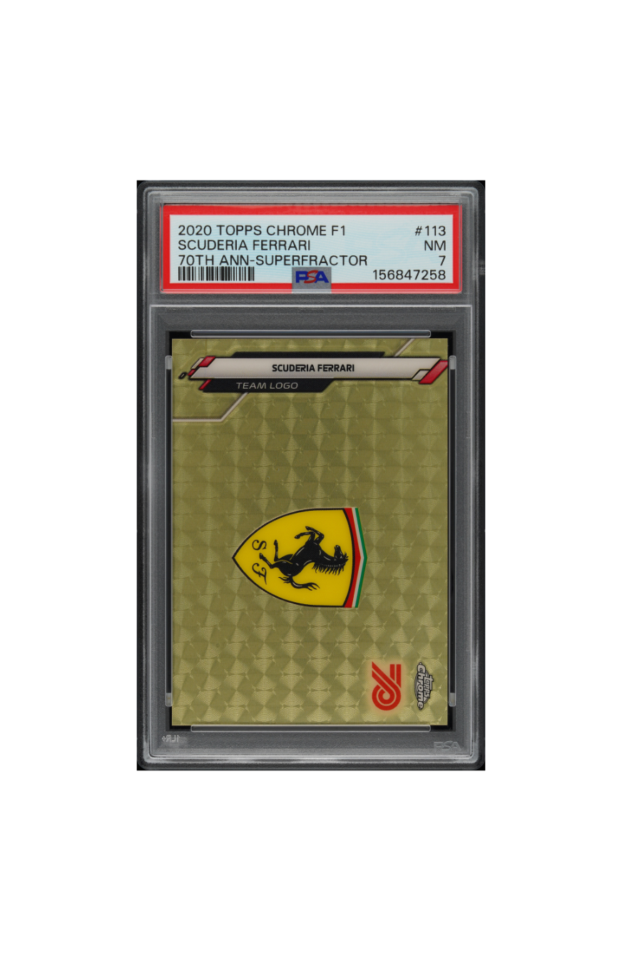2020 Topps Chrome F1 Ferrari 70th Superfractor PSA 7