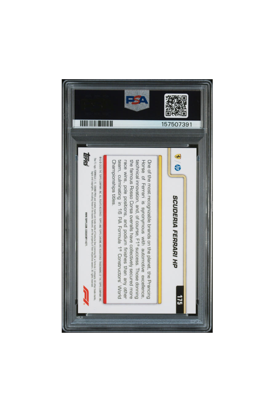2025 Topps Chrome F1 Sapphire Scuderia Ferrari #/25 PSA 10