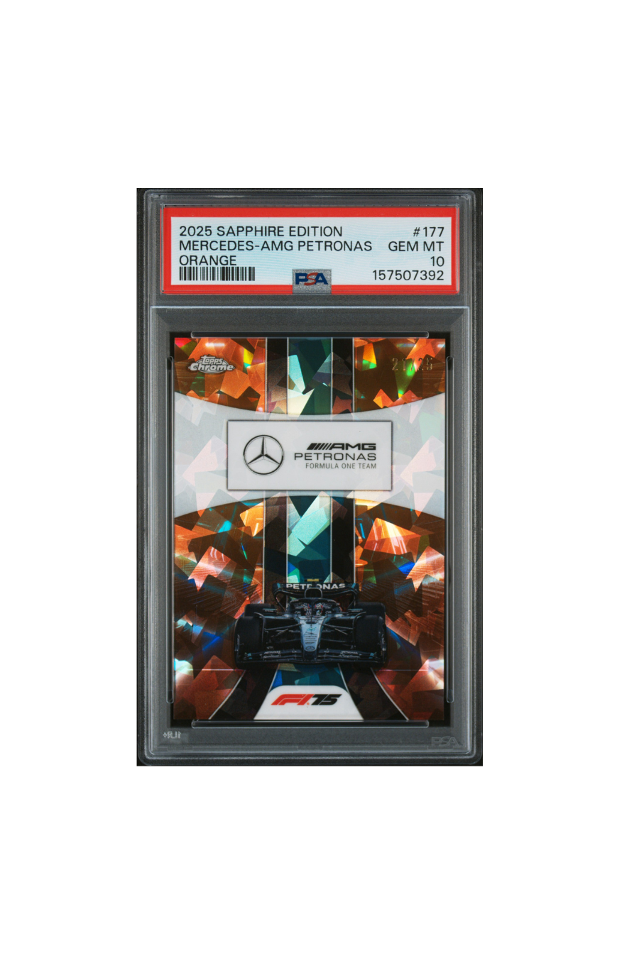 2025 Topps Chrome F1 Sapphire Mercedes AMG Petronas #21/25 PSA 10