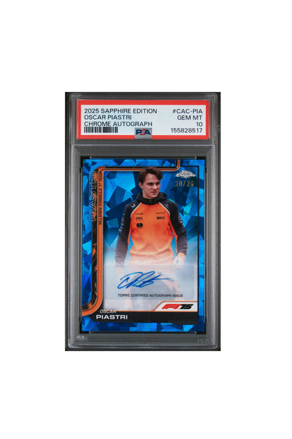 2025 Topps Chrome F1 Sapphire Oscar Piastri Auto #20/26 PSA 10