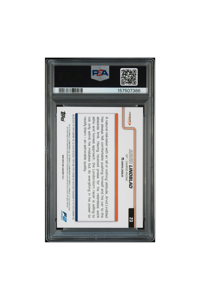 2025 Topps Chrome F1 Sapphire Arvid Lindblad Black & White #6/20 PSA 10