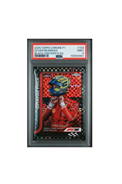 2025 Topps Chrome F1 Sapphire Oliver Bearman Black Checker #4/10 PSA 9