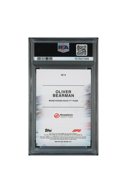 2025 Topps Chrome F1 Sapphire Oliver Bearman Gold Helmet Collection #20/50 PSA 10