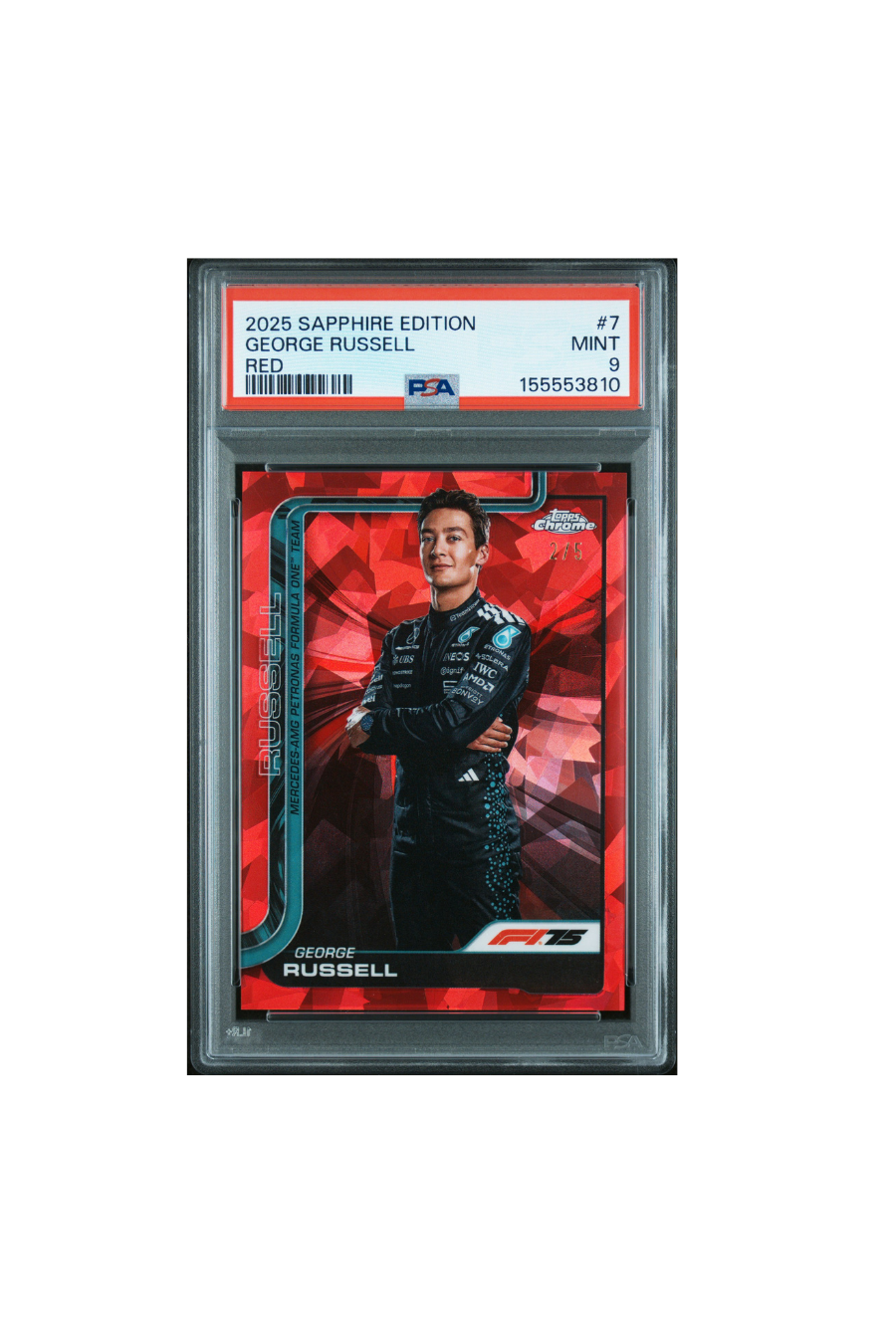 2025 Topps Chrome F1 Sapphire George Russell #2/5 PSA 9