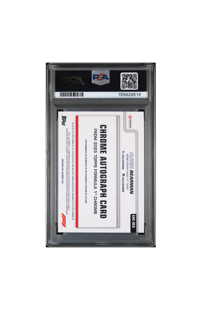 2025 Topps Chrome F1 Sapphire Oliver Bearman Orange Auto #15/25 PSA 10