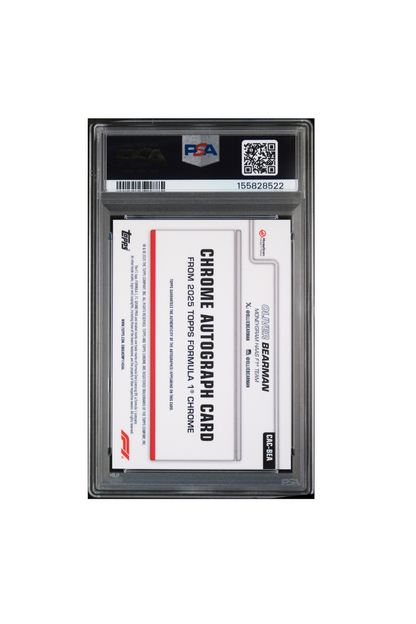 2025 Topps Chrome F1 Sapphire Oliver Bearman Black Auto #4/10 PSA 10