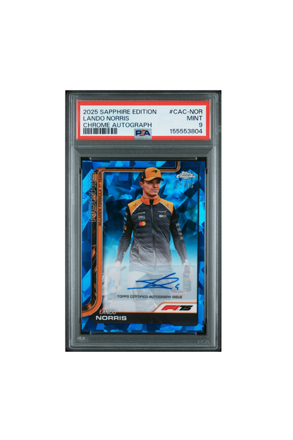2025 Topps Chrome F1 Sapphire Lando Norris Auto #25/26 PSA 9